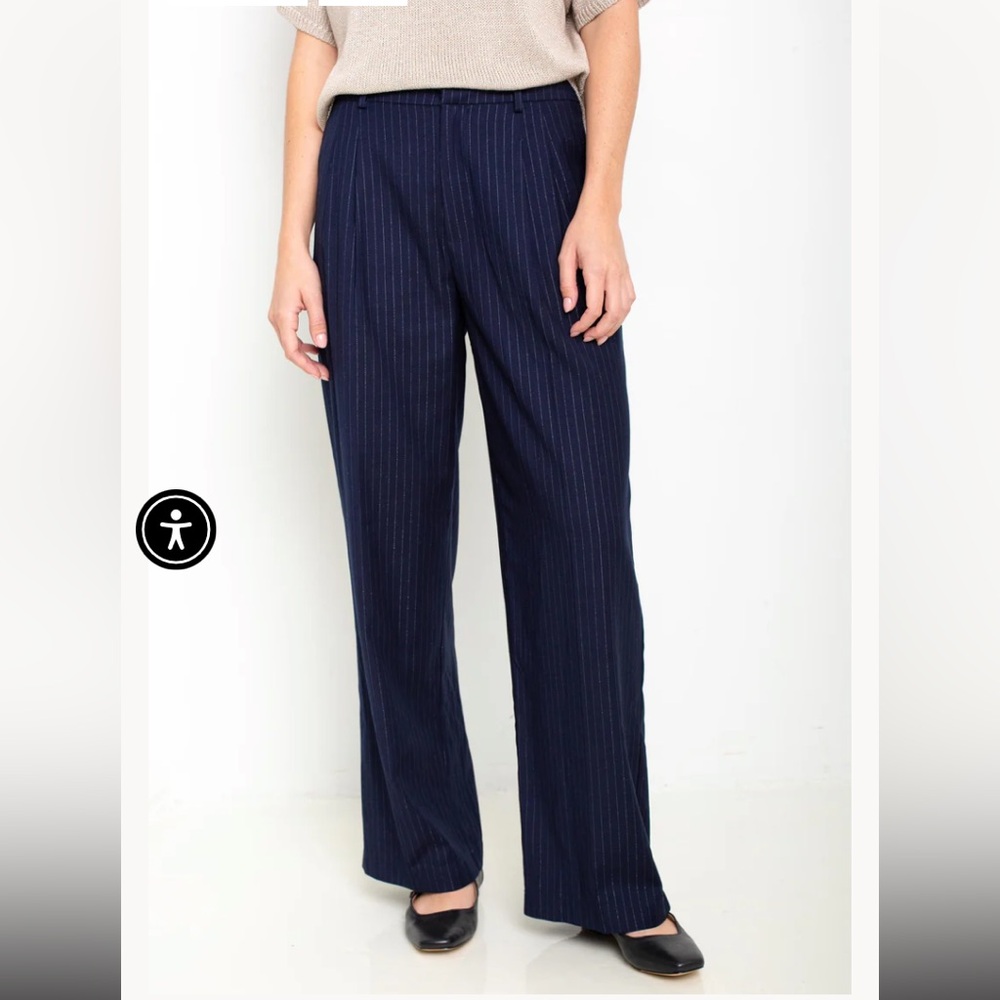 Georgie Navy Pinstripe Wide Leg Trousers